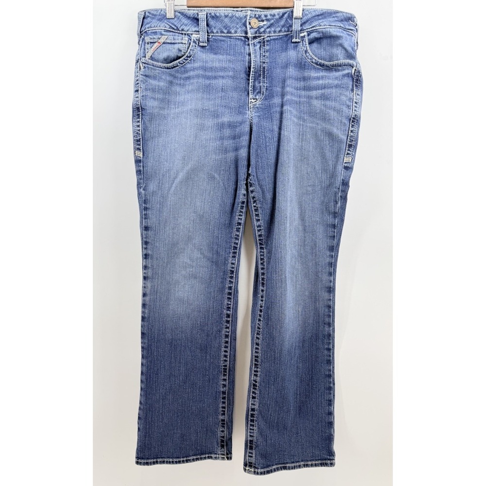 Ariat FR Jeans Womens 34R Blue Mid Rise Bootcut Workwear Denim Cat2 2112